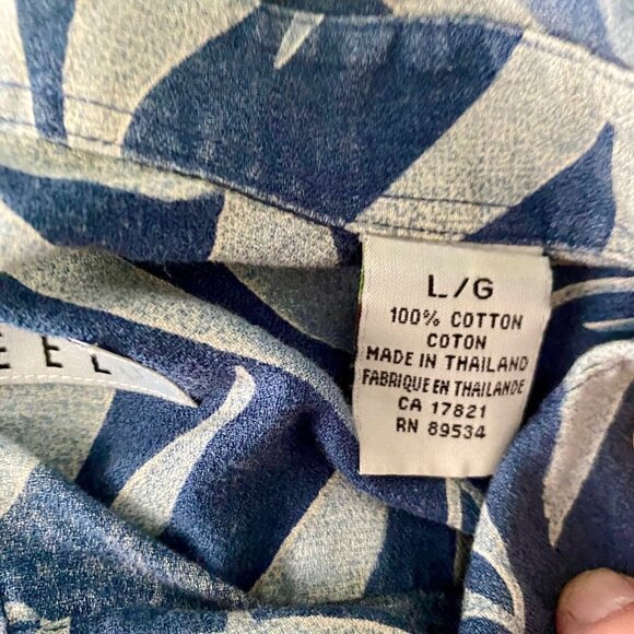 Cotton Reel Short Sleeve Shirt Casual Button Down Tropical Cotton Men's Large - Picture 8 of 8